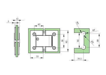 Edelstahl V2A Türbeschlag Scharniere für Schwingtür Glastür Pendeltür geschliffen K320 Hydraulisch